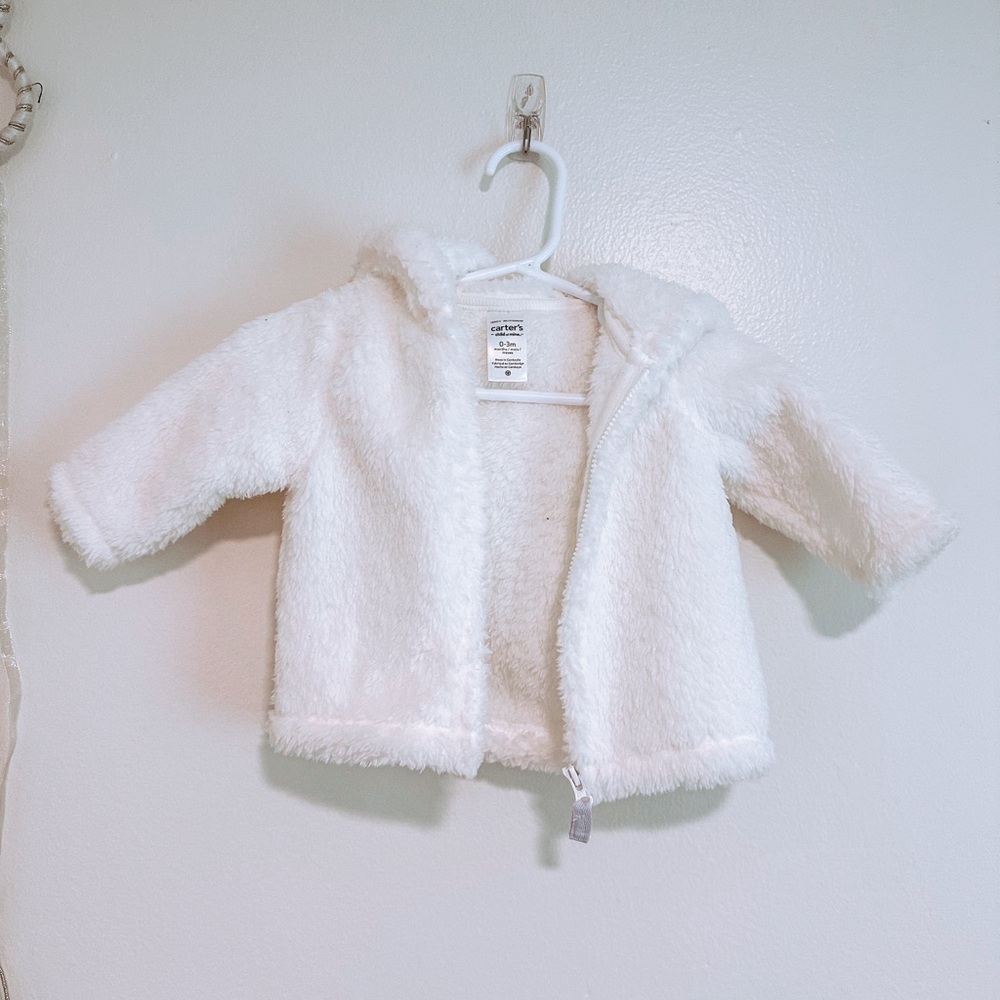 Carters white fluffy coat